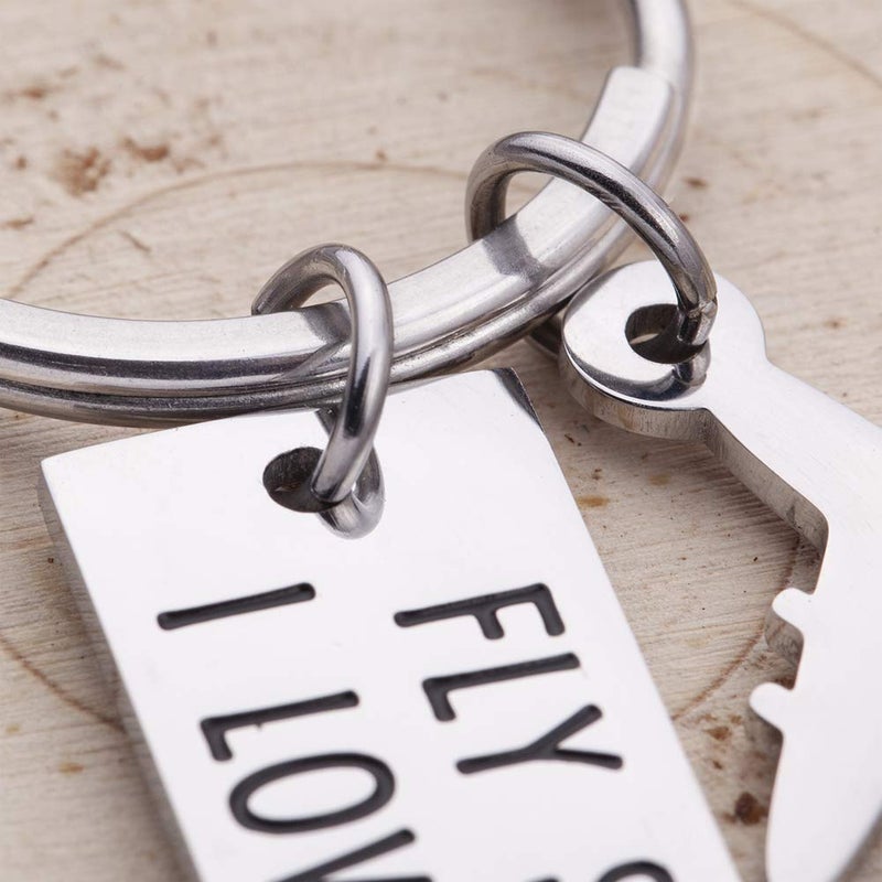 Fleure Esme Valentines Gifts for Him Pilot Gifts Fly Safe Keychain for Dad Boyfriend Husband Flight Staff Airline Worker Attendant for Men Women Long Distance Travel Gift Birthday Anniversary for Him - Image 3